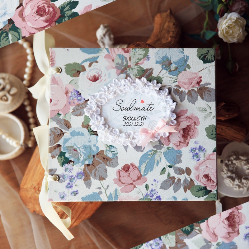 唯美爱心布面定制文字插页式相册