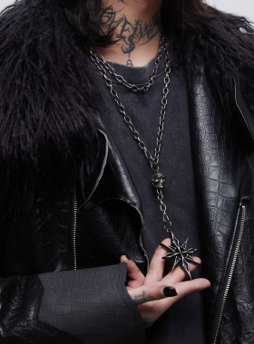 LOVEISWAR【城堡骷髅】原创朋克废土部落复古十字架重工双层项链