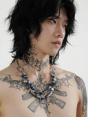 LOVE 原创设计朋克风y2k高级串珠重工手作项链 深海星空 WAR