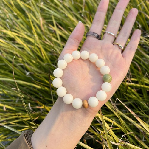 原创白玉菩提手串阿拉善玉