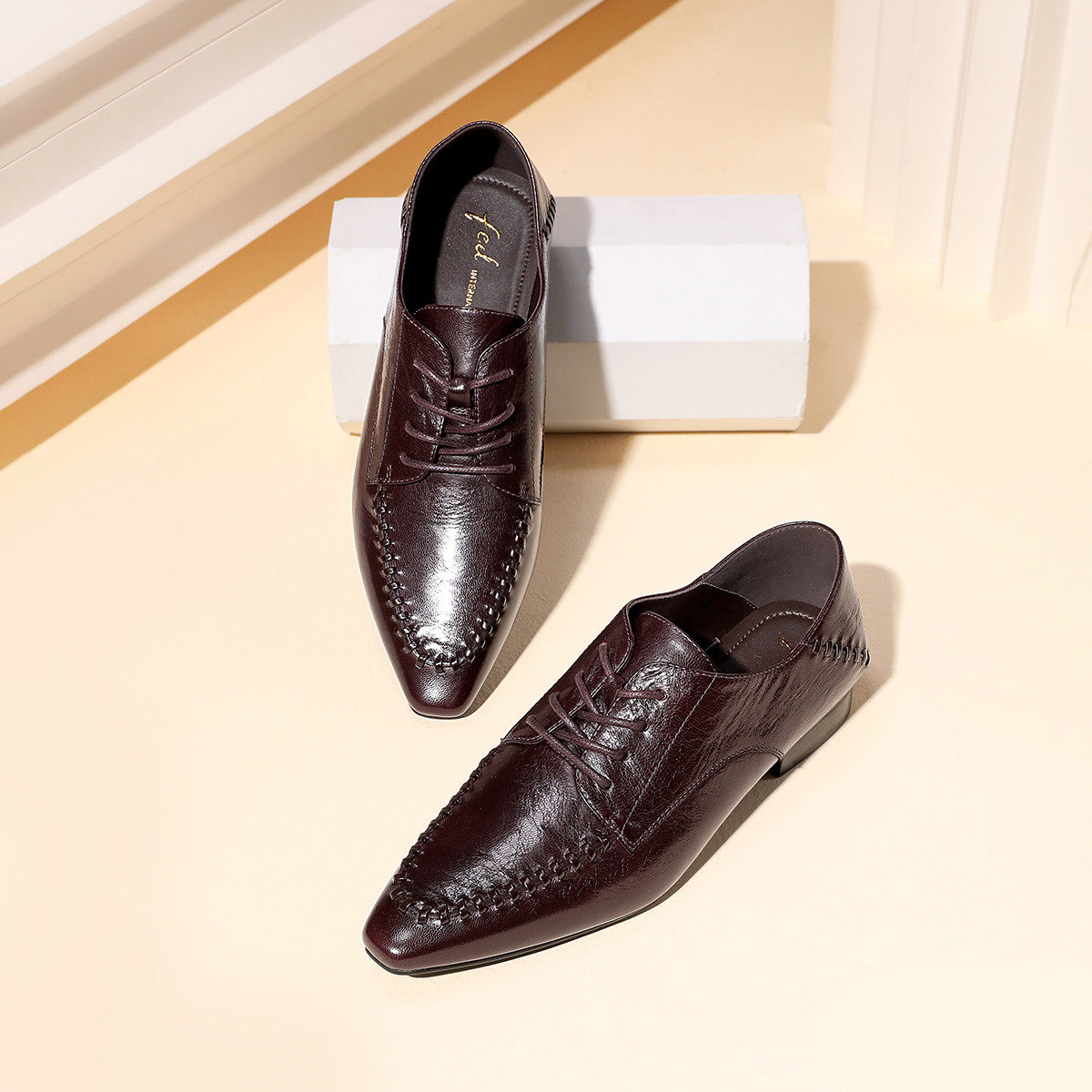 手抓纹羊皮女鞋秋季复古尖头低跟深口系带单鞋英伦时装鞋牛津鞋女,女鞋,德训鞋,淘宝优惠券,粉丝福利购,淘宝优惠卷