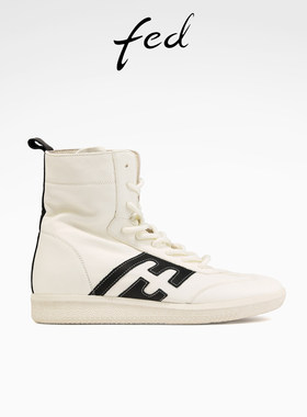 fed白色短靴秋季新款女靴内增高马丁靴真皮拳击靴女S0823-ZCA510