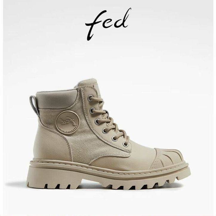 FED厚底马丁靴秋季新款女靴工装靴英伦风短靴机车靴女R0909-ZC201