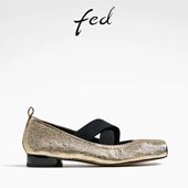 秋季 D0528 新款 金色玛丽珍鞋 FED方头单鞋 女款 女鞋 芭蕾舞鞋 ZFA055