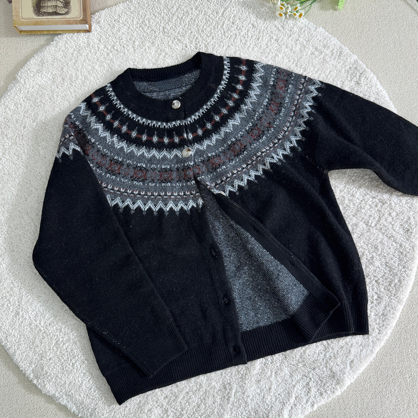 JIANYINZ 25FW 费尔岛提花开衫毛衣外套男cleanfit慵懒老钱针织衫