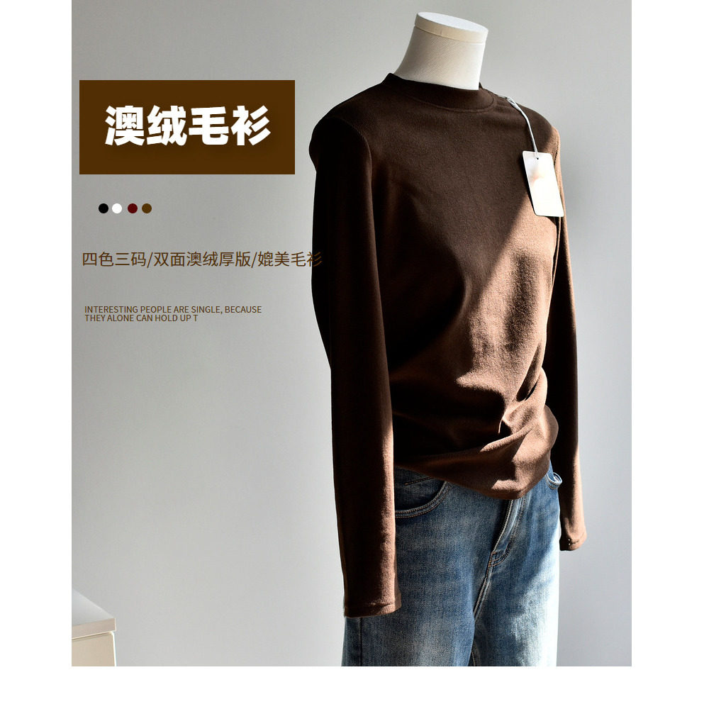 秋冬女半高领羊绒黑色打底毛衣