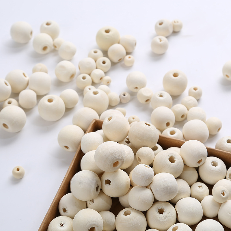 厂家直销 6-20MM现货原木色木珠 圆珠 枫木散珠 按斤 有孔小木球