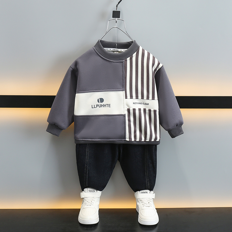 男童卫衣春秋新款宝宝洋气运动衣服中小童时髦长袖衣服休闲两件套
