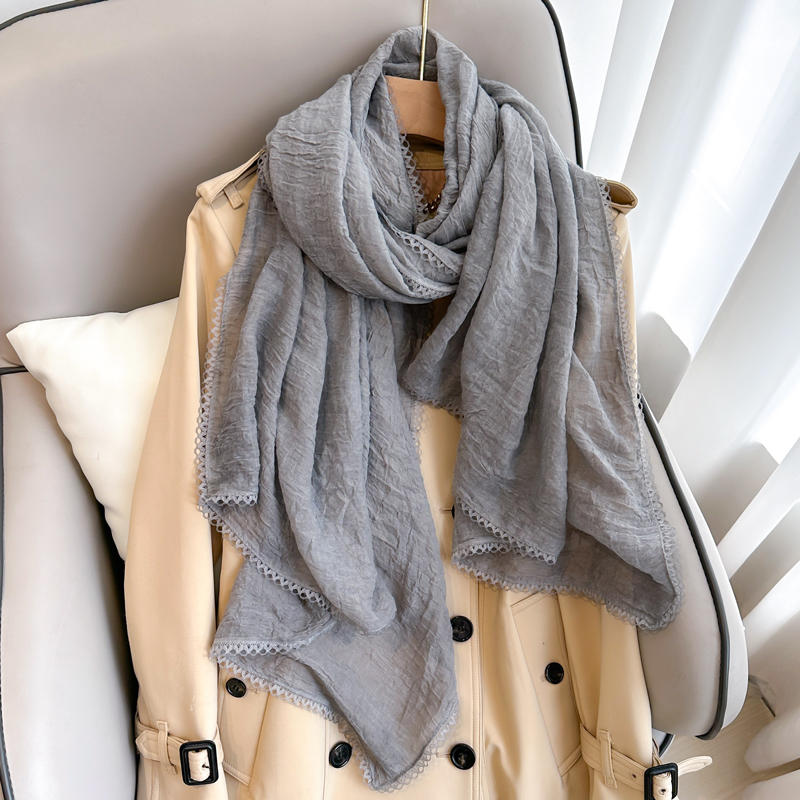 春秋冬季女棉麻长条丝巾