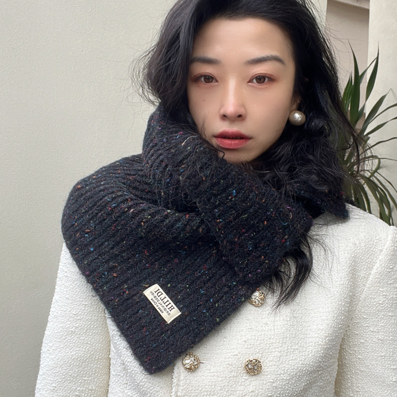 围脖套头高领护颈外搭针织毛线毛衣小围巾女秋冬季披肩纽扣假领子
