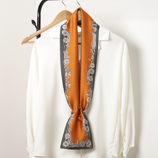 饰领带 护颈围脖子装 小长条方巾窄丝巾女春秋夏季 围巾纱巾搭配衬衫