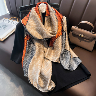 大丝巾女长纱巾春秋冬季妈妈披肩两用薄款围巾护颈围脖子搭配大衣