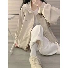 美式风衣外套女春秋款学生宽松休闲百搭夏季薄款冲锋衣夹克上衣潮
