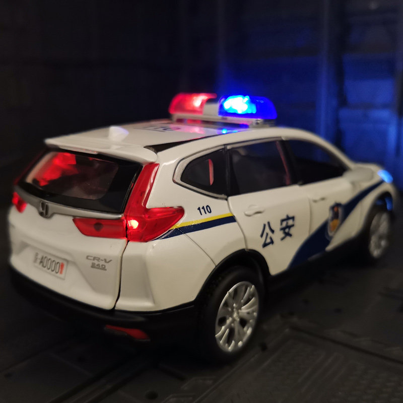 仿真Honda本田CRV警车合金汽车模型金属公安police特警玩具车警察
