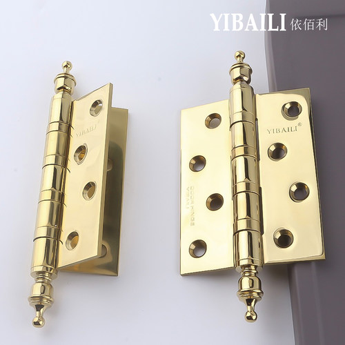 依佰利法式美式纯铜皇冠头带帽不锈钢加厚卧室门平开子母合页铰链