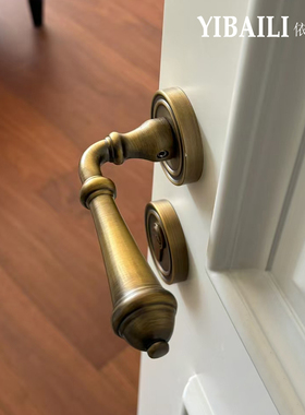 依佰利法式复古奶油中古风美式轻奢室内卧室双开静音磁吸锁具门锁