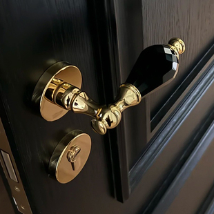 依佰利法式欧式美式复古轻奢室内陶瓷水晶金色静音磁吸门锁把手