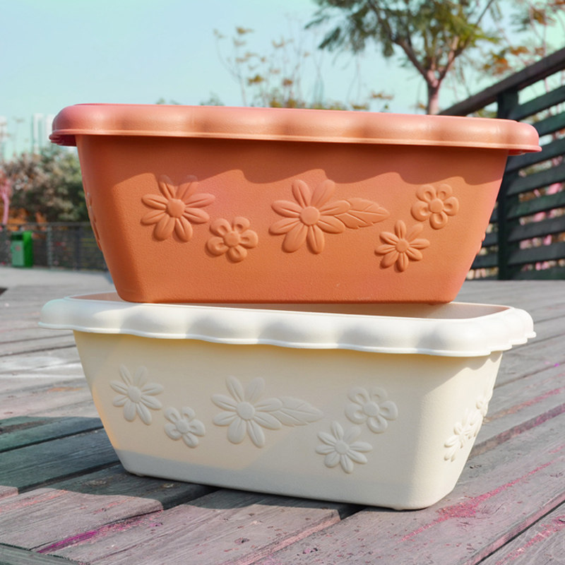 长条花盆树脂波浪盆加厚轻巧耐用阳台庭院种菜种花种植盆塑料花箱