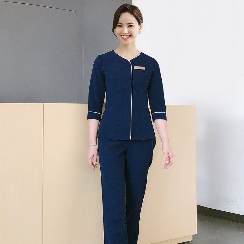 봄과 가을 미용사 미용실 족욕 헬스 클럽 스파 7부 소매 기질 마사지 기술자 작업복 여성 의류