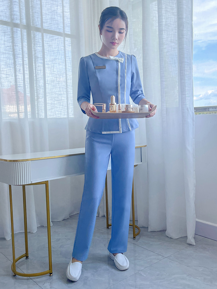 한국식 네일 타투 아티스트 작업복 봄 가을 정장 스파 미용실 미용사 작업복 프런트 전문 복장