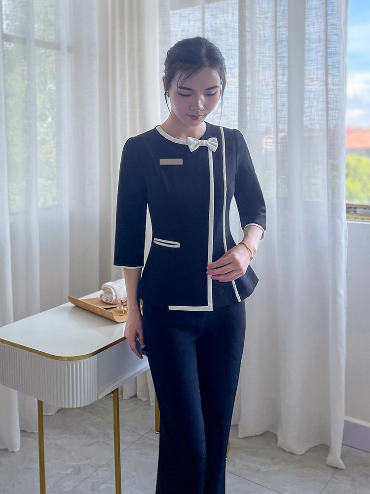 한국식 네일 타투 아티스트 작업복 봄 가을 정장 스파 미용실 미용사 작업복 프런트 전문 복장