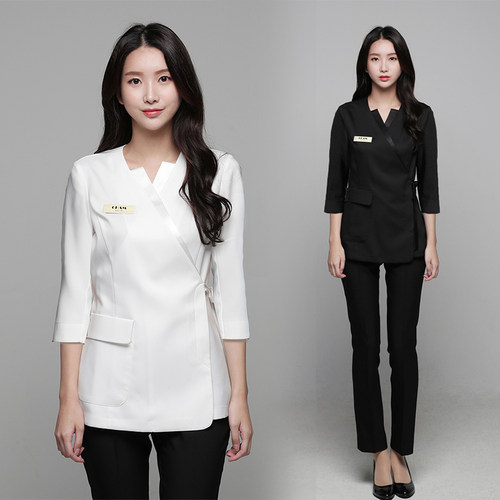 美容师美甲春夏新款韩版spa养生馆技师服纹绣师工作服弹力裤装 - 封面
