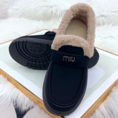 新款 圆头厚底妈妈鞋 及踝靴秋冬季 2024加绒保暖雪地靴一脚蹬女棉鞋