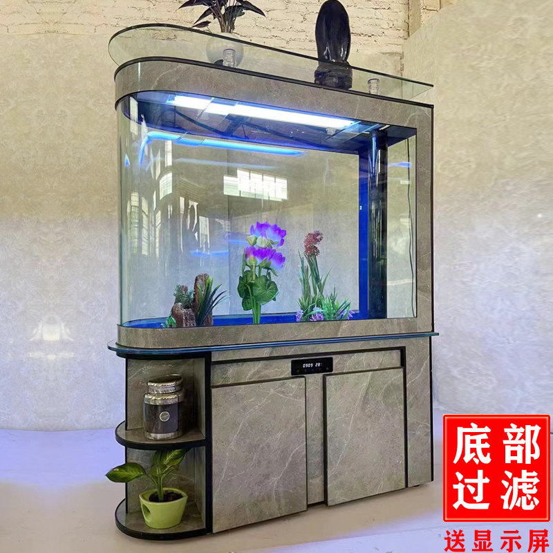 大型玻璃办公室屏风过滤生态鱼缸