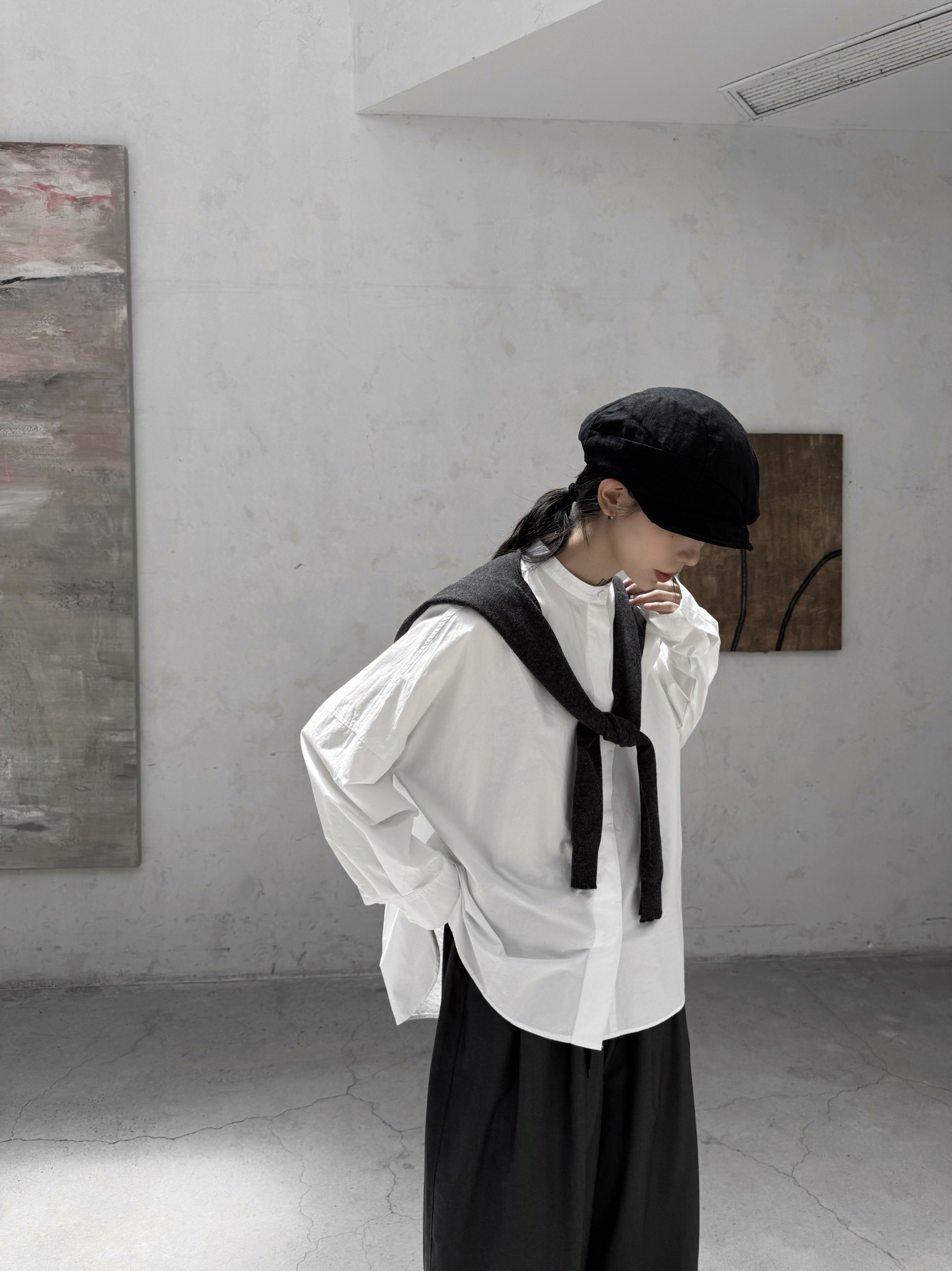C7125P立领长袖衬衫女 宽松图片