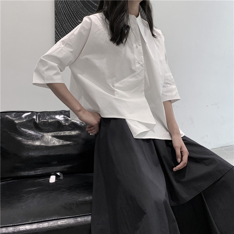 2127P65暗黑衬衫女宽松不规则,女装衬衫,钱塘801（原钱塘901）