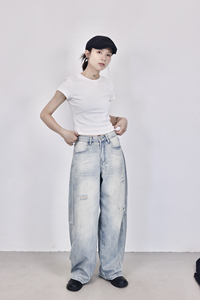 6003P80弯刀牛仔裤女图片