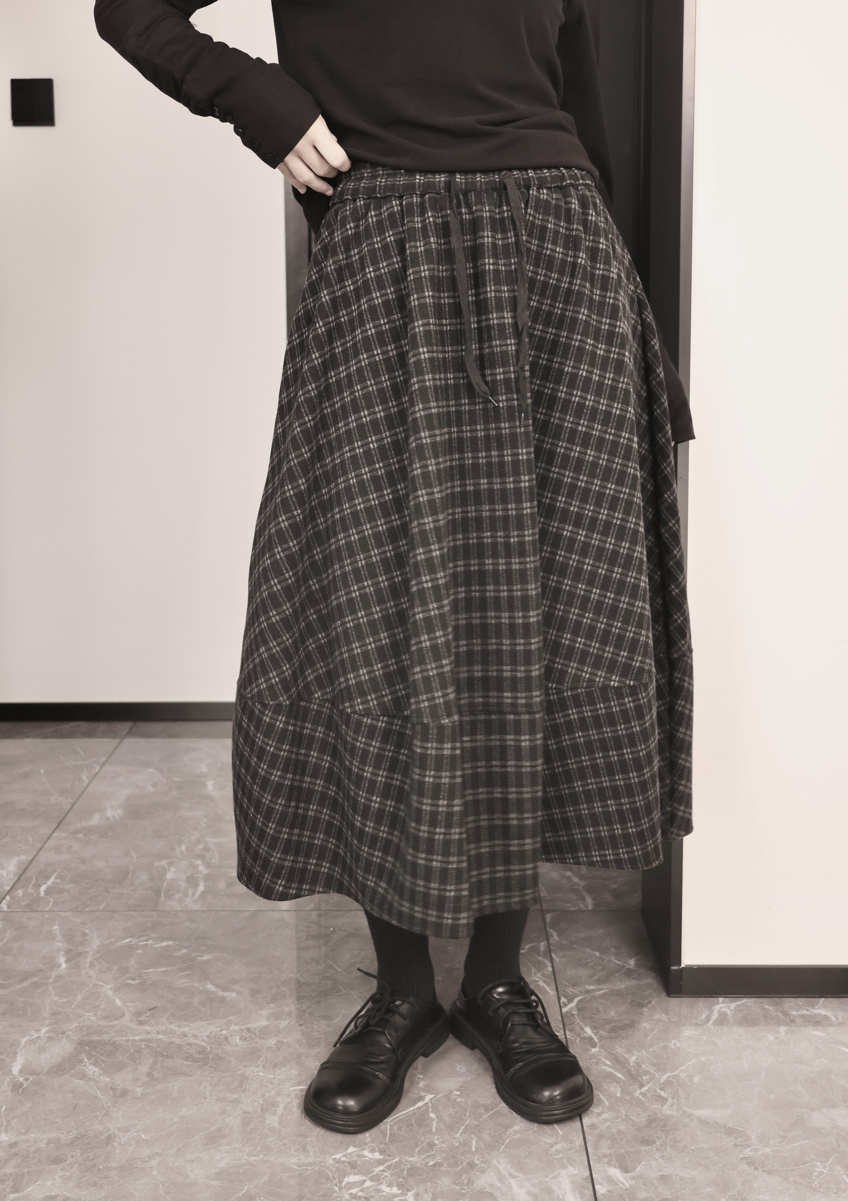 Q005P格子半身裙女加厚，女装半身裙，钱塘801（原钱塘901）