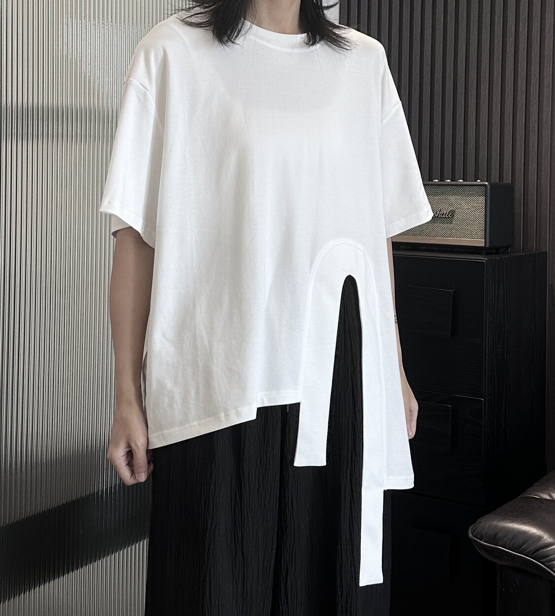 3079P50暗黑不对称设计款短袖,女装T恤,钱塘801（原钱塘901）