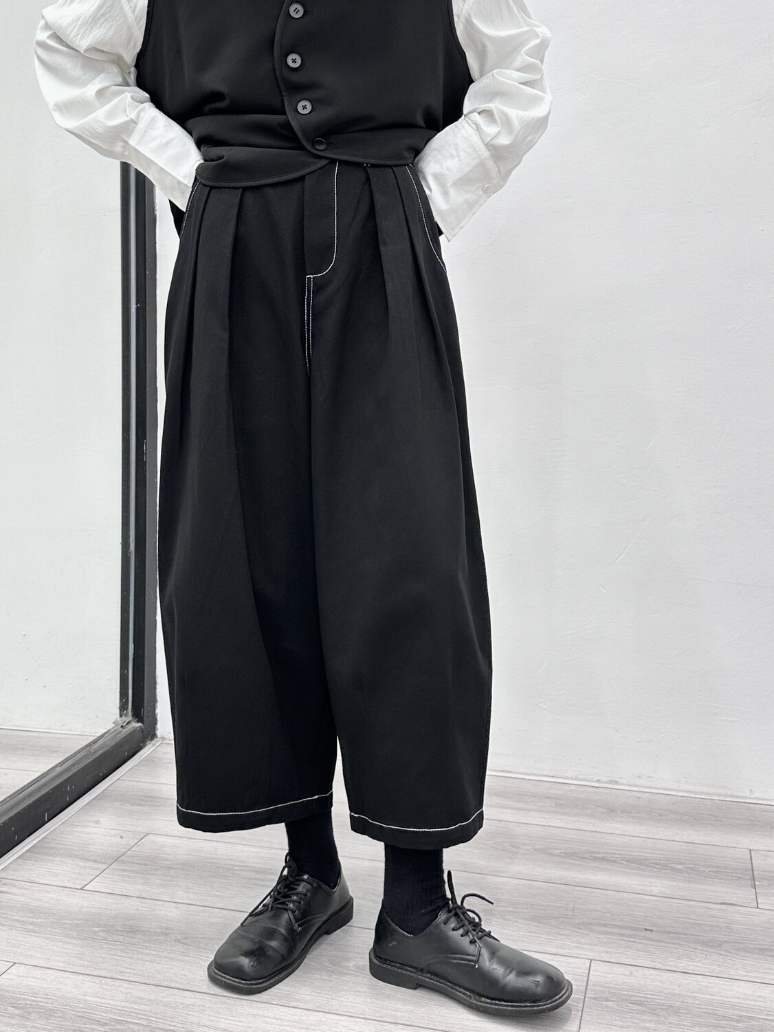 3025P75暗黑设计款长裤女明线设计秋冬新款,女装休闲裤,钱塘801（原钱塘901）