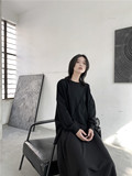 2117P65暗黑不对称长袖T恤全棉弹性设计款，女装T恤，钱塘801（原钱塘901）