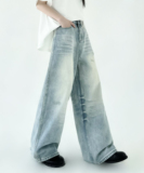 6001P105牛仔裤女拖地裤直筒宽松，男装牛仔裤，钱塘801（原钱塘901）