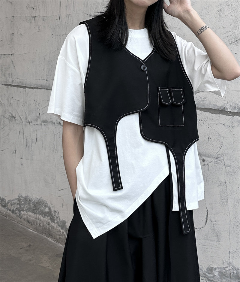 23010P55马甲女夏季新款暗黑设计款背心,女装马甲,钱塘801（原钱塘901）