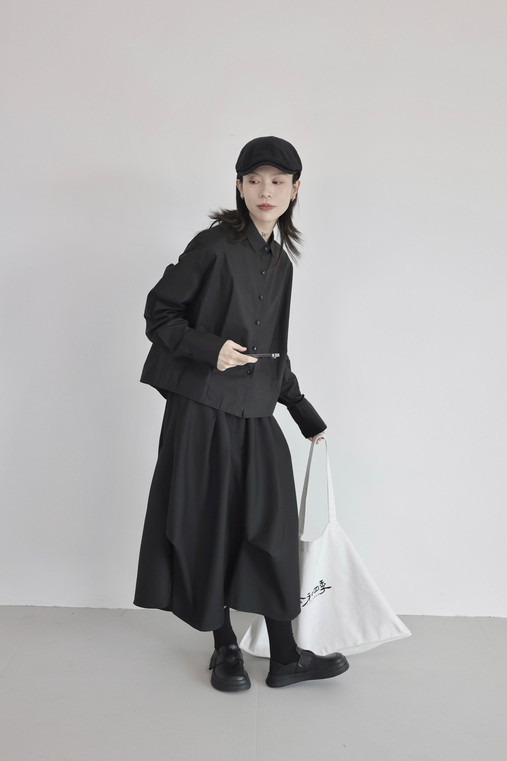 设计感小众山本慵懒风高腰花苞裙半身裙女春季a字南瓜裙白色裙子,女装半身裙,钱塘801（原钱塘901）