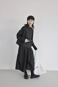 设计感小众山本慵懒风高腰花苞裙半身裙女春季a字南瓜裙白色裙子图片