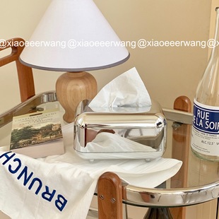 法式抽纸盒北欧ins风高级感纸巾盒银色抽纸盒法式复古创意桌面纸