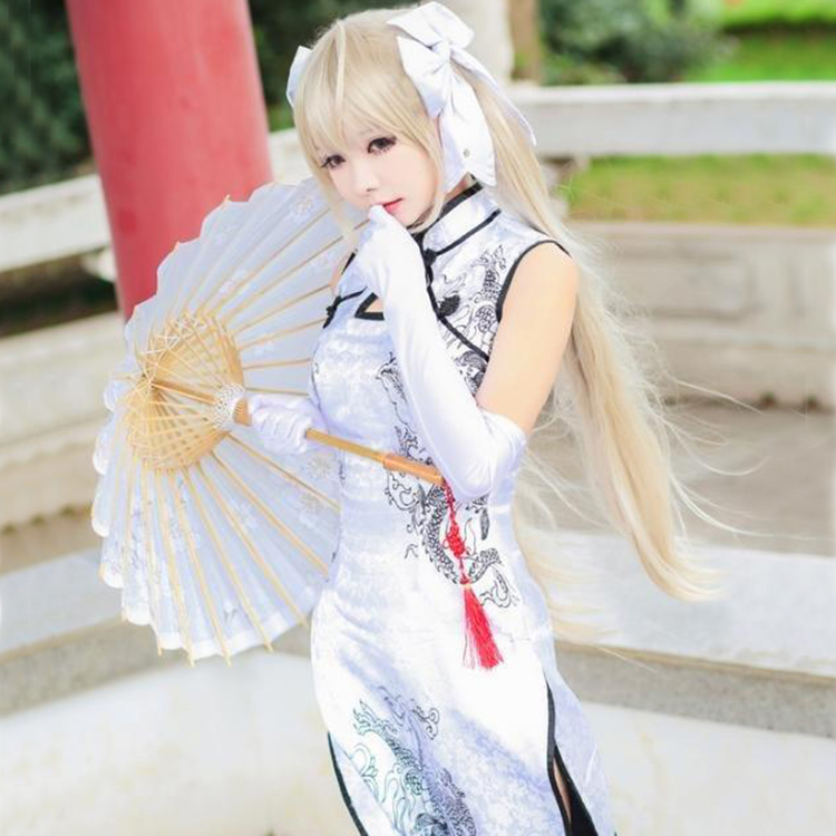 现货 缘之空春日野穹cos服 穹妹旗袍cosplay服装女 假发鞋子