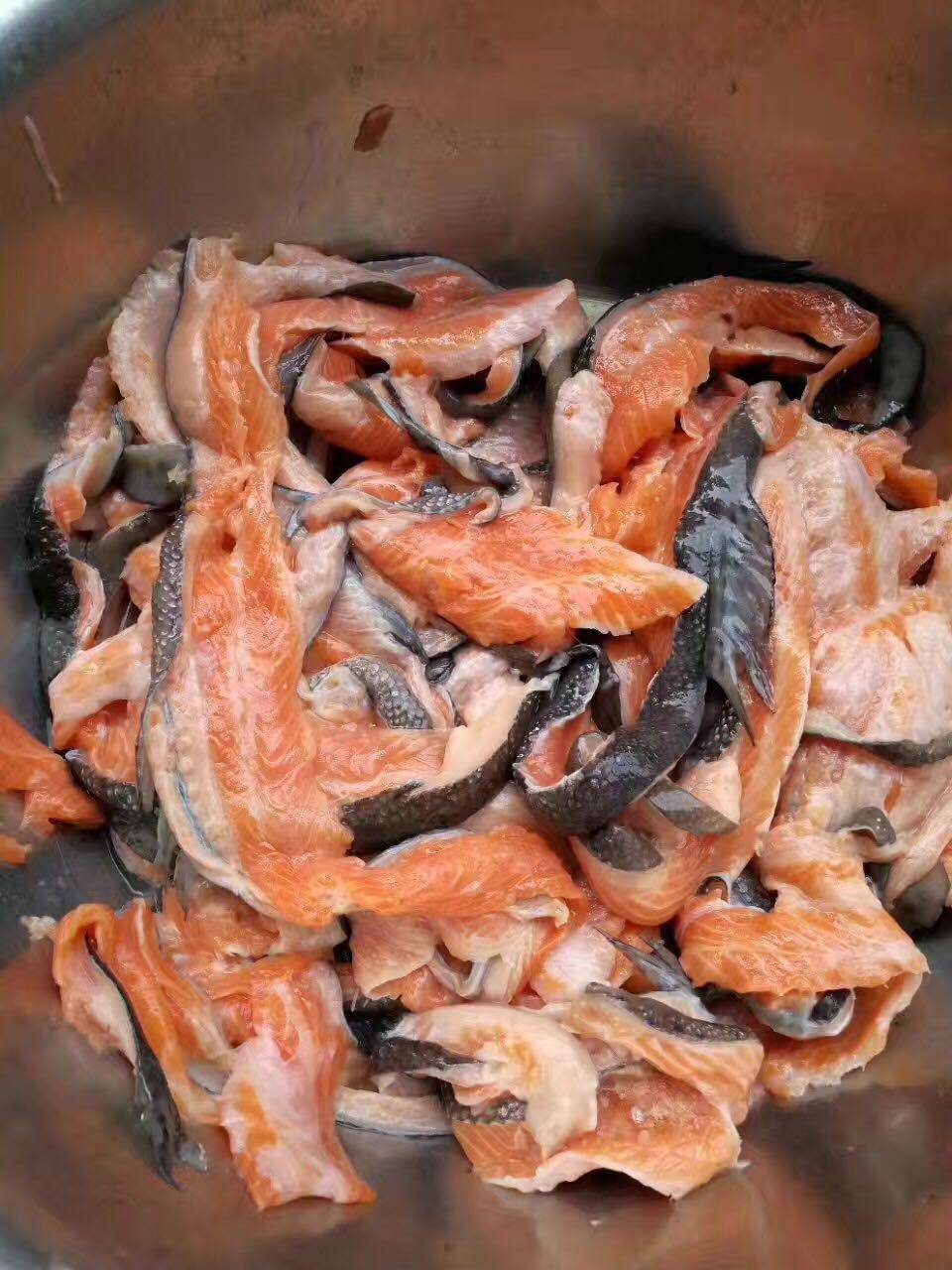 活杀三文鱼边角料自制猫粮狗粮宠狗风干零食/肉干/肉