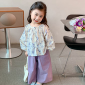 2026女童春季 开裆湖州聚酯孩子类纤维宝宝 不B套装 新款 童装
