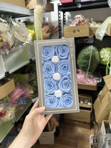 玫瑰花永生花4-5cm盒装8朵国产A级手工diy保鲜花不凋花七夕礼盒