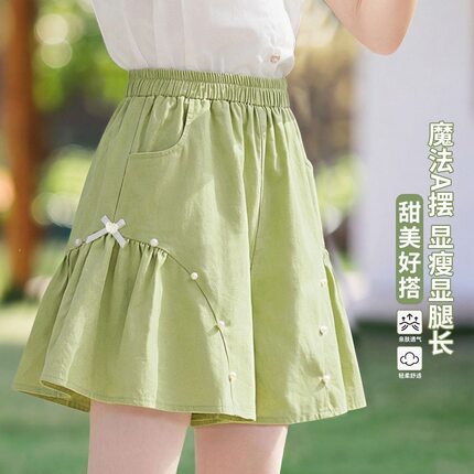 女童短裤大童五分裤2026夏装新款洋气儿童高腰裤子清新女孩阔腿裤
