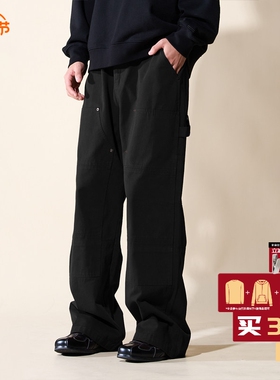 LOADMIND复古美式水洗伐木工装裤铆钉休闲裤宽松阔腿直筒长裤潮