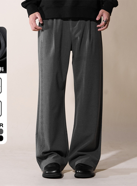 LOADMIND美式复古刺绣垂感休闲西裤宽松阔腿直筒百搭裤子男长裤男