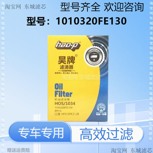 1010320FE130机油滤芯适配江淮轻卡L52041机滤格滤清器HOS/1034