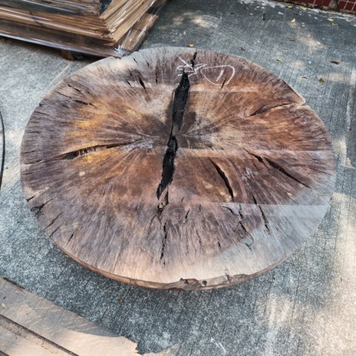 北美黑胡桃树榴圆桌板84cm 咖啡桌茶几实木毛板 自然阴干5年