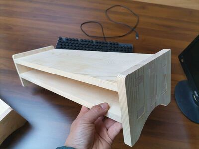 2电脑显示器增高架多功能实木高级稳固手机壳充电宝双层桌面收纳